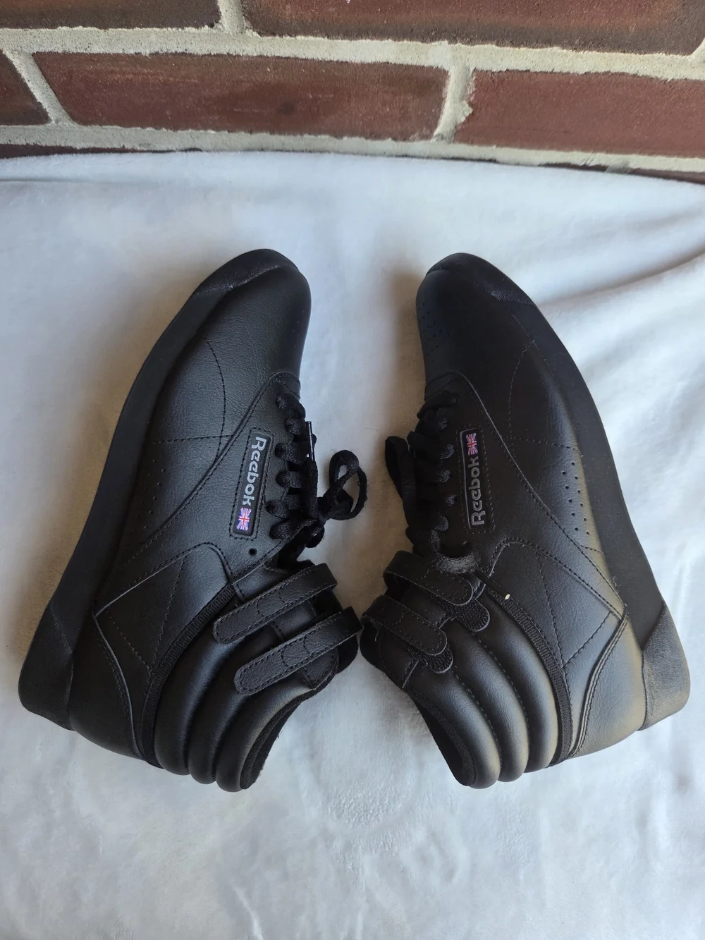 Reebok Classic Freestyle Hi Black Leather High Top Sneakers Women's US 8